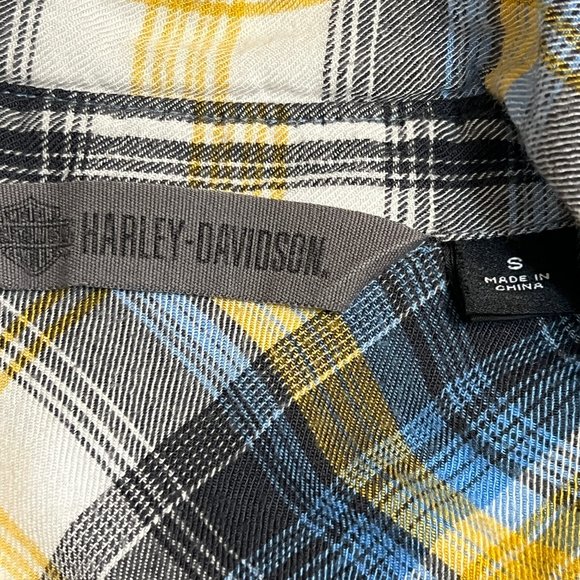 Harley-Davidson Women's Top Button Down Shirt Plaid Long Sleeve Rayon Size Small - Picture 4 of 7